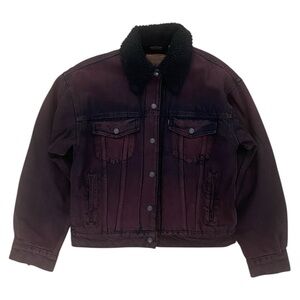 Levi's Dark Red Stonewash Denim Sherpa Lined Trucker Jacket Size S